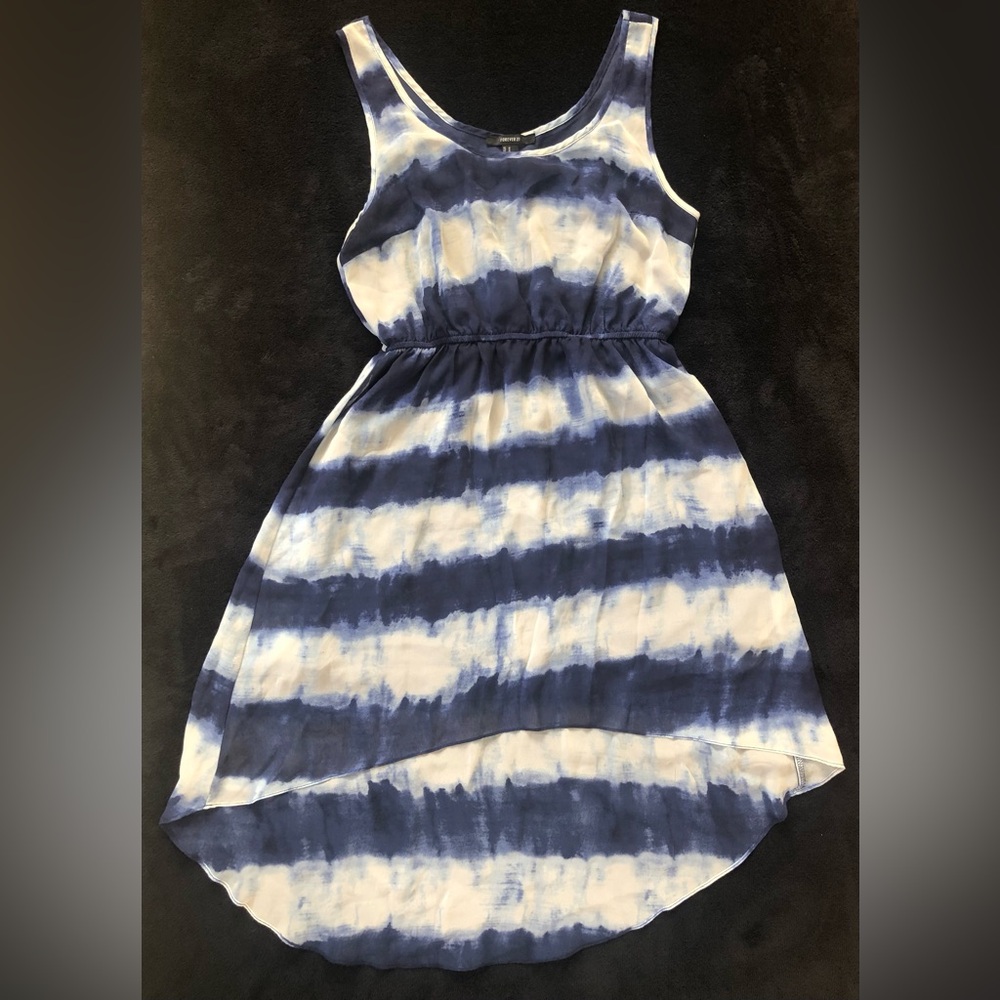 Forever 21 High low blue white tie dye dress sz M